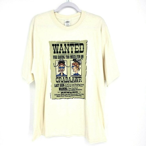 Gildan Heavy Cotton Mens Size XL Cream Graphic Tee - Picture 1 of 5